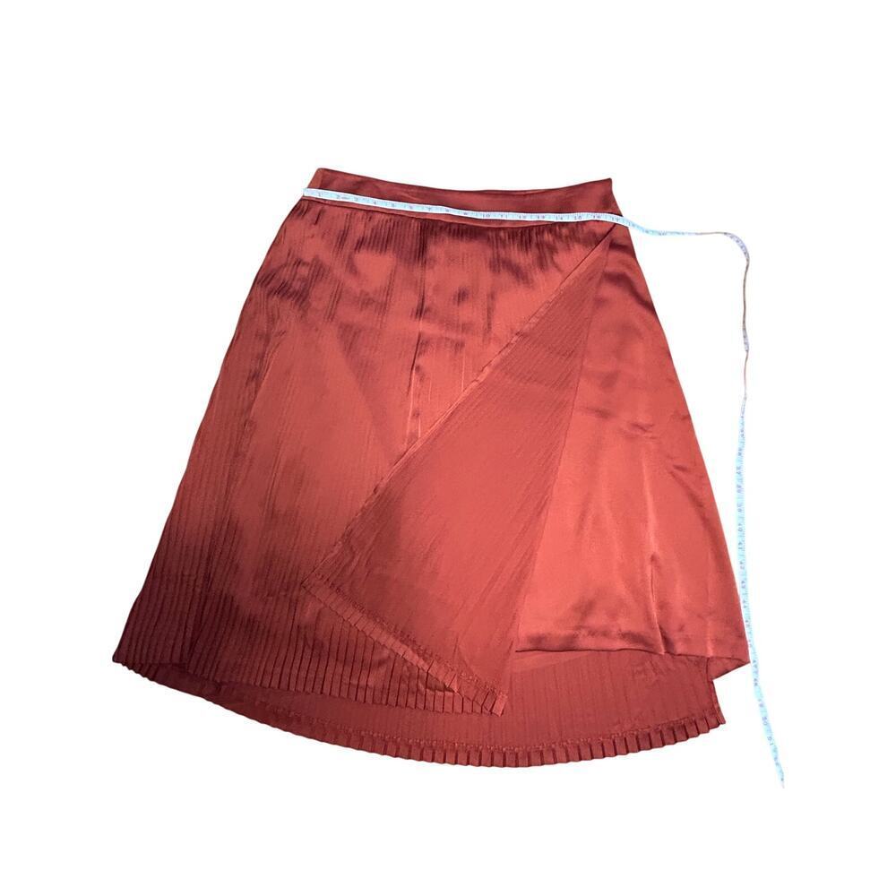 Banana Republic Olivia Palermo Burnt Orange Pleated Midi Wrap Satin Skirt Sz 14 - Picture 4 of 9